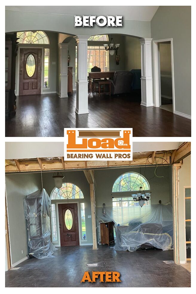 Feuerhelm home wall removal before and after — open concept kitchen DFW Texas