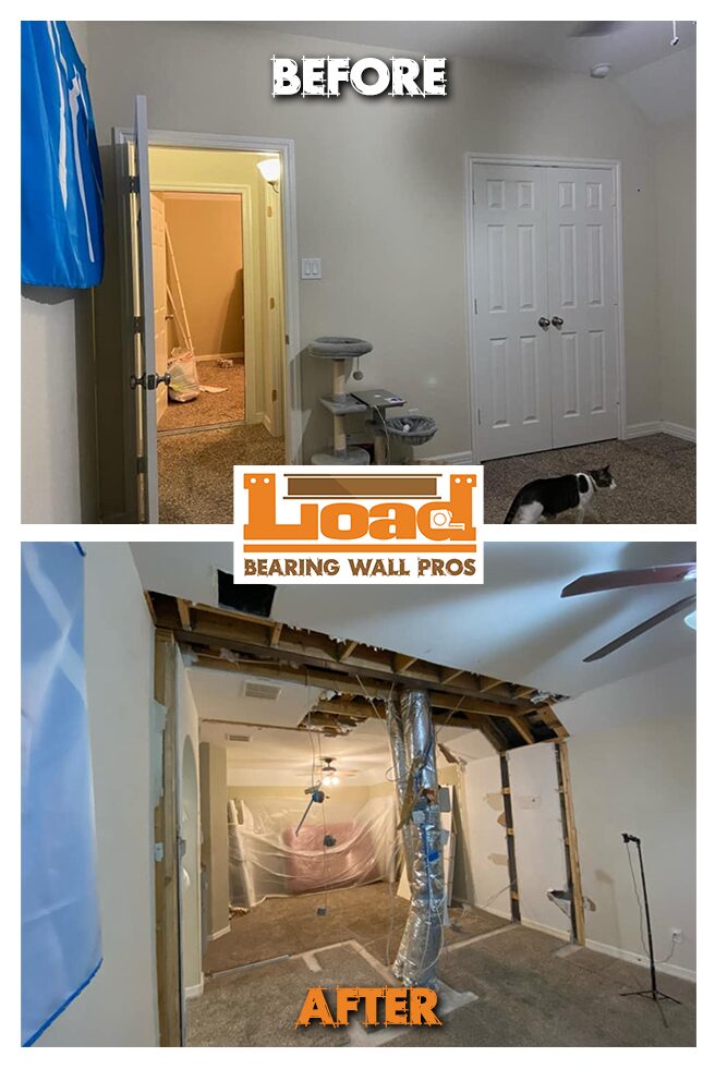 Shehzil home structural wall removal before and after — open floor plan Texas